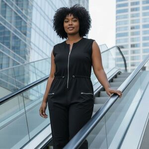 CALIA by Carrie Underwood 2XL Soft Utility Jumpsuit Navy Blue Comfort Leisure